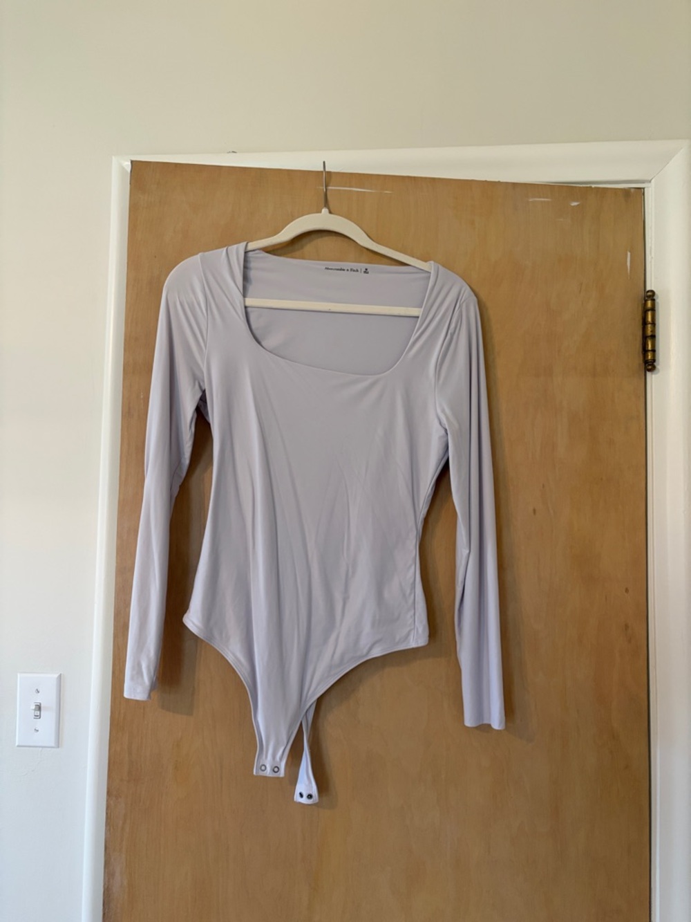 Abercrombie & Fitch Long-Sleeve Scoop Neck Bodysuit in Lavender